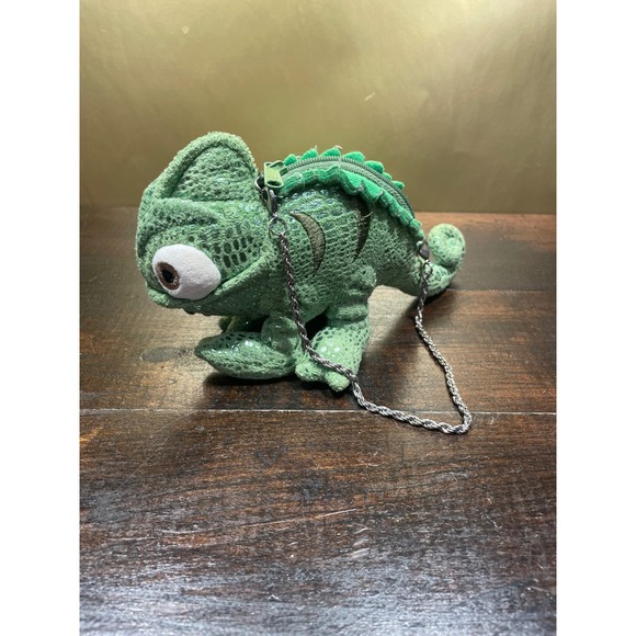 Disney Store Kids Rare Pascal Chameleon Tangled Plush Coin Purse Chain Bag‎